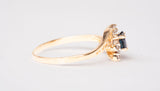 Ladies 10k Yellow Gold Sapphire with Diamond Accents Bypass Ring