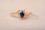 Ladies 10k Yellow Gold Sapphire with Diamond Accents Bypass Ring
