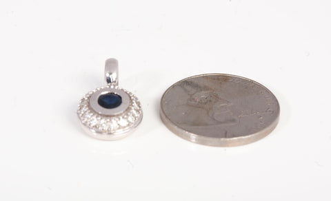 Ladies 14k White Gold Sapphire with Diamond Halo Pendant