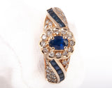 Ladies 14k Yellow Gold Sapphire with Diamond Accents Cocktail Ring