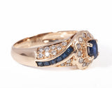 Ladies 14k Yellow Gold Sapphire with Diamond Accents Cocktail Ring