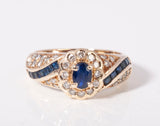 Ladies 14k Yellow Gold Sapphire with Diamond Accents Cocktail Ring