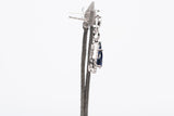 Ladies 10k White Gold Pear Shaped Sapphire & Diamond Drop Earrings