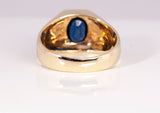 Mens Blue Sapphire Wide Band 14k Yellow Gold Size 9.25