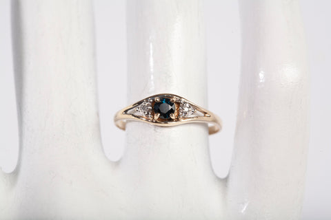 Ladies Dainty 10k Yellow Gold Sapphire with Diamond Accent Rings