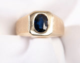 Mens Blue Sapphire Wide Band 14k Yellow Gold Size 9.25