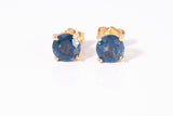 Ladies Natural Sapphire Studs 14k Yellow Gold Stud Earrings