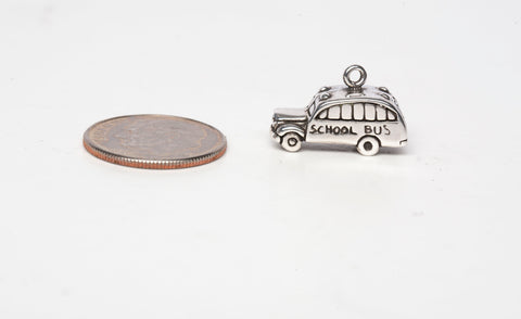 Small Teachers' School Bus Pendant/Charm .925 Sterling Silver