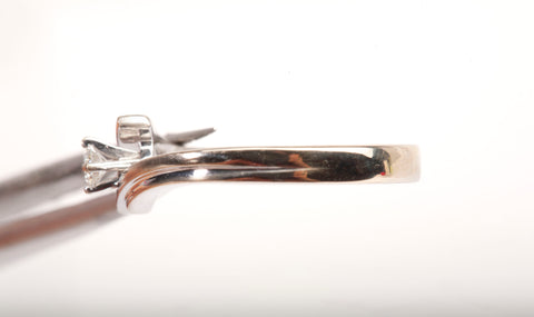 Ladies 18k White Gold Double Line Bypass with Diamond Ring