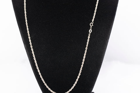 Unisex 925 Sterling Silver Rope Chain Size 23.5"