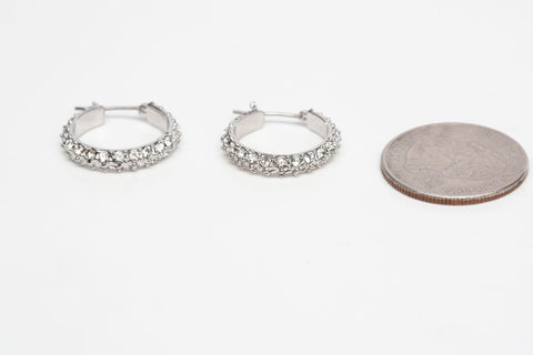 Ladies .925 Sterling Silver Cubic Zirconia Hoop Earrings