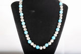 Ladies Sterling Silver 925 & Turquoise Beaded Ball 20'' Necklace