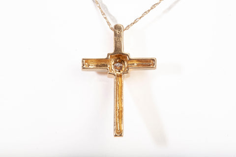 Dainty 18k Yellow Gold Diamond Cross Pendant