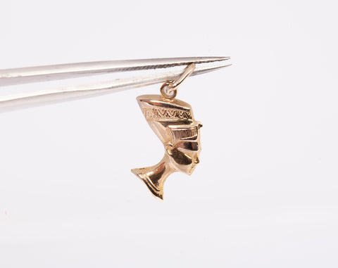 14k Yellow Gold Egyptian Nefertiti Head Pendant