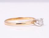 Classic Solitaire 14k Two Tone Natural Diamond Engagement Ring Size 9.5