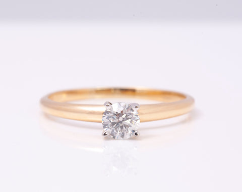 Classic Solitaire 14k Two Tone Natural Diamond Engagement Ring Size 9.5