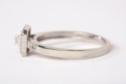 Ladies 10k White Gold Princess and Round Diamond Engagement Ring