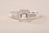Ladies 10k White Gold Princess and Round Diamond Engagement Ring