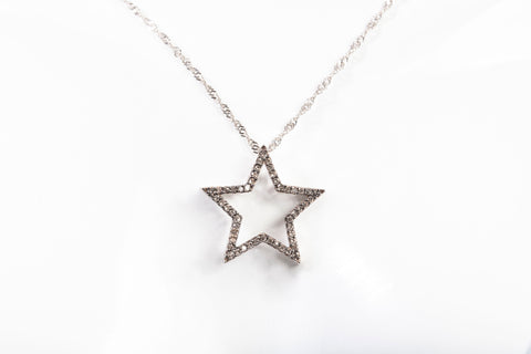 Ladies 10k White Gold Moissanite Star Medium Pendant