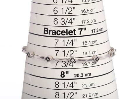 Ladies .925 Sterling Silver Marcasite Link Bracelet 7.5"
