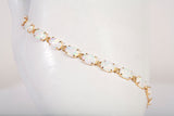 Ladies 14k Yellow Gold Oval Cut Opal Tennis Bracelet Size 7.25"