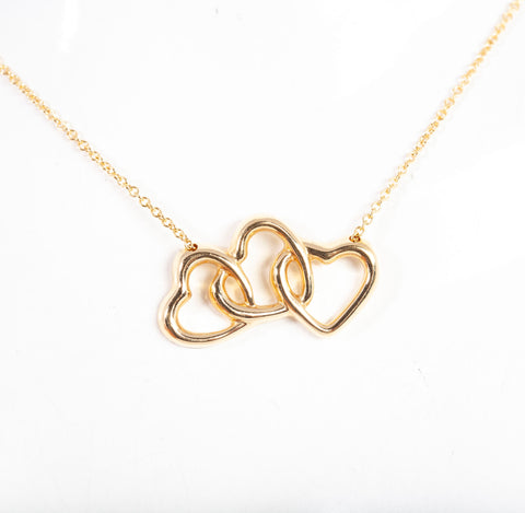 Authentic Tiffany & Co. 18k Yellow Gold Triple Heart Necklace 14"