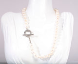 Authentic Tiffany & Co .925 Silver White Freshwater Pearl Toggle Necklace 16.5"