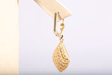 14k Yellow Gold Diamond Cut Teardrop Shape Dangle Lever Back Earrings