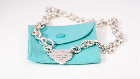 Authentic Tiffany &amp; Co. "Please Return To" Heart Tag Choker Necklace