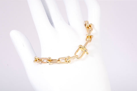 Ladies 18k Yellow Gold Graduated Link Bracelet SZ 6 3/4