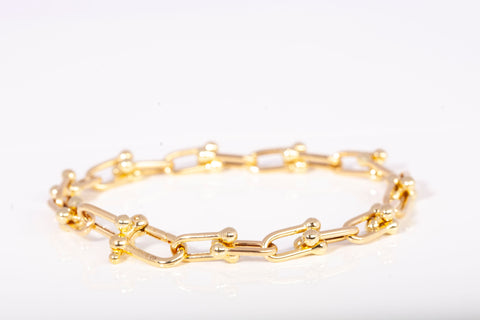 Ladies 18k Yellow Gold Graduated Link Bracelet SZ 6 3/4