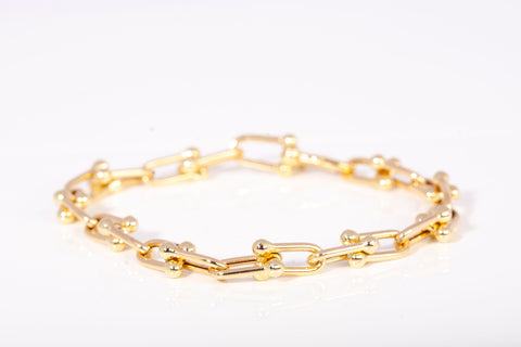 Ladies 18k Yellow Gold Graduated Link Bracelet SZ 6 3/4