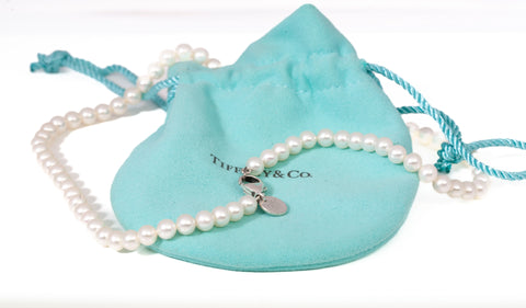 Authentic Tiffany &amp; Co. Pearl Necklace 16" .925 Sterling Silver&nbsp;