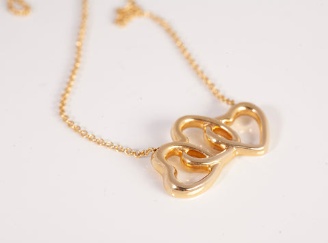 Authentic Tiffany & Co. 18k Yellow Gold Triple Heart Necklace 14"