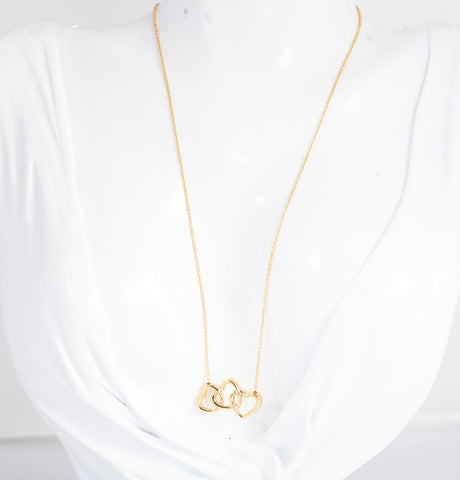 Authentic Tiffany & Co. 18k Yellow Gold Triple Heart Necklace 14"