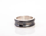 Authentic Tiffany & Co. Sterling Silver and Midnight Titanium 1837 Ring Size 6.5