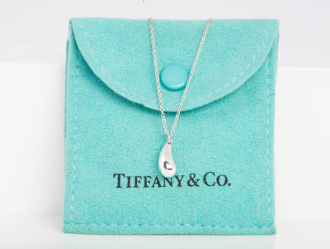 Authentic Tiffany & Co .925 Elsa Peretti Teardrop Pendant Necklace