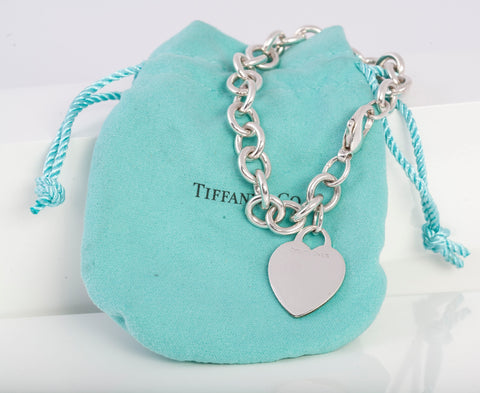 Authentic Tiffany & Co Sterling Silver Heart Tag Bracelet SZ 6.5