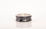 Authentic Tiffany & Co. Sterling Silver and Midnight Titanium 1837 Ring Size 6.5