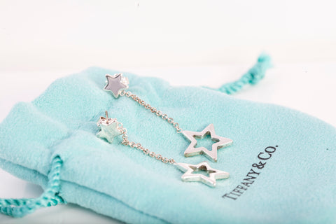 Authentic Tiffany & Co Sterling Silver Star Dangling Earrings