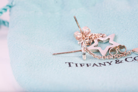 Authentic Tiffany & Co Sterling Silver Star Dangling Earrings