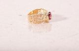 Ladies 18k Yellow Gold Oval Tourmaline Filigree Band