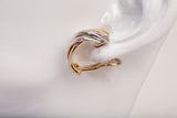 Ladies 18k Two-Tone Intertwined Band Hoop Earrings