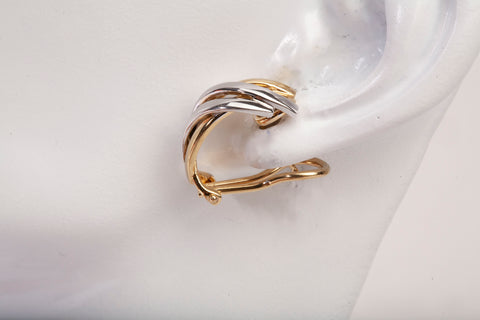 Ladies 18k Two-Tone Intertwined Band Hoop Earrings