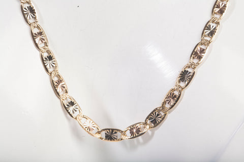 Ladies 14k Tri-Color Valentino Mariner Anchor Style Chain 20"