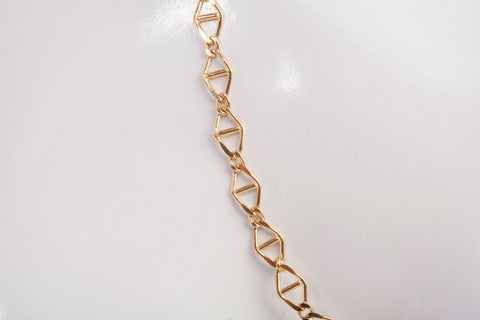 Ladies 18k Yellow Gold Geometric Mariner Style Link Chain
