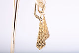 14k Yellow Gold Diamond Cut Triangular Dangle Earrings