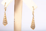 14k Yellow Gold Diamond Cut Triangular Dangle Earrings