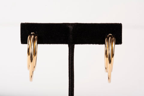 Vintage 14k Yellow Gold Triple Hoop Earrings
