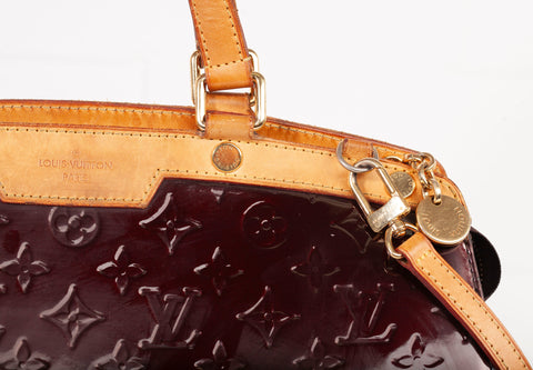 Authentic Louis Vuitton Vernis Monogram Amarante Brea MM Handbag